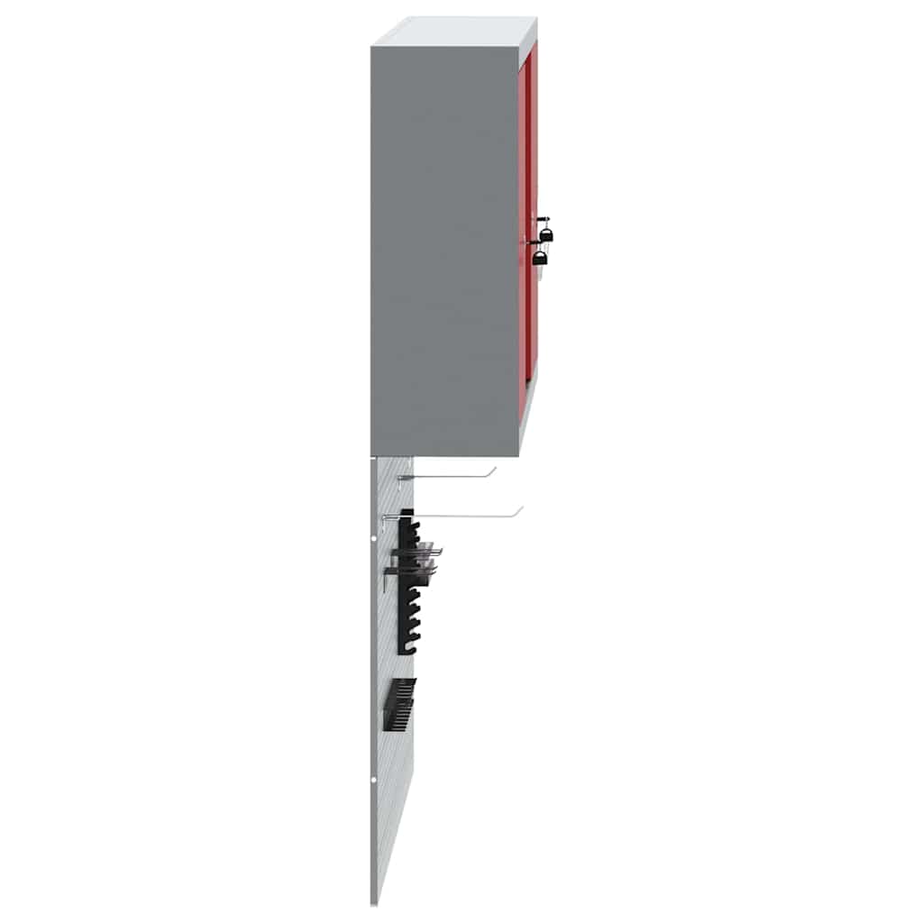 Tool Cabinet Set with Shelf 3 pcs Red Powder-Coated Steel