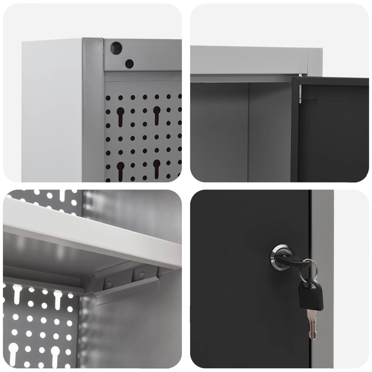 Tool Cabinet Set with Shelf with Storage 4 pcs Black Steel