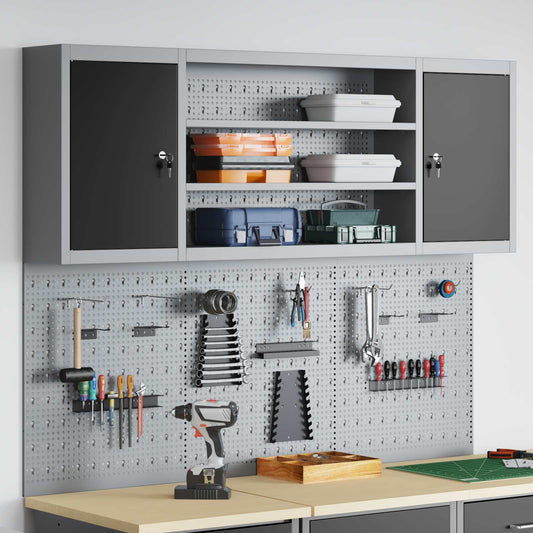 Tool Cabinet Set with Shelf 6 pcs Black Powder-Coated Steel