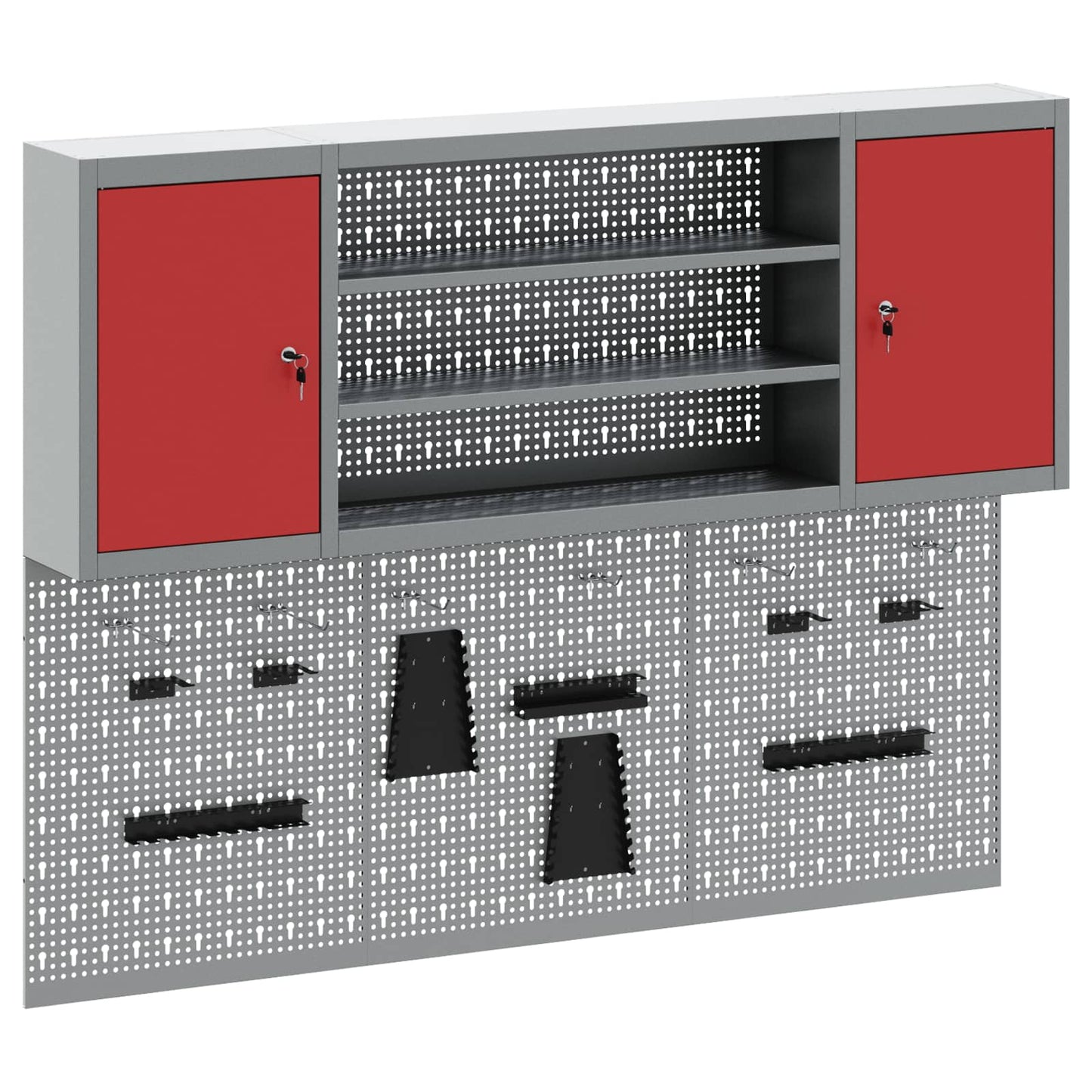 Tool Cabinet Set with Shelf with Storage 6 pcs Red Steel