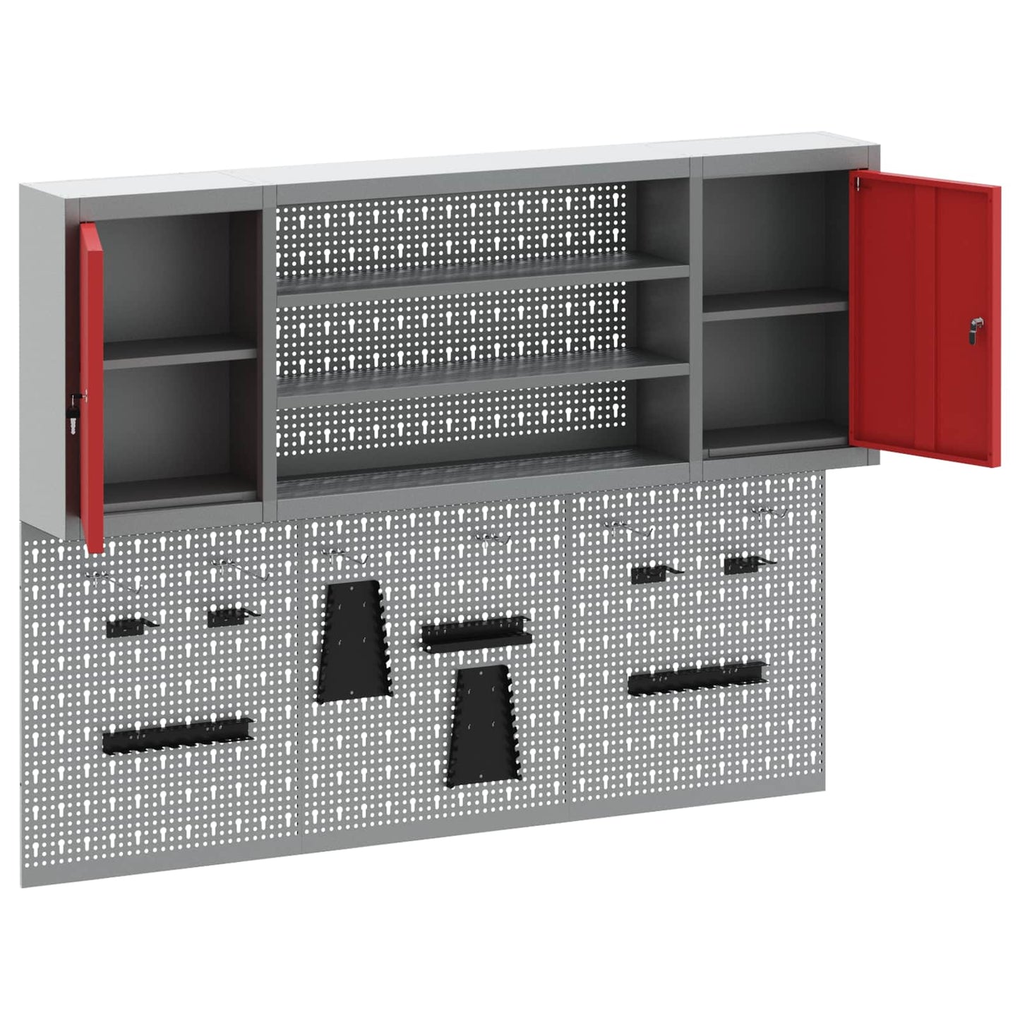 Tool Cabinet Set with Shelf with Storage 6 pcs Red Steel