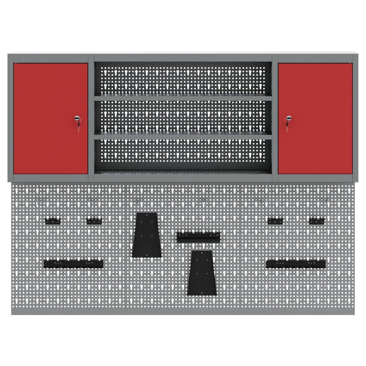Tool Cabinet Set with Shelf with Storage 6 pcs Red Steel