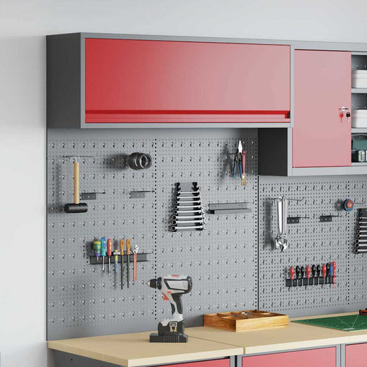Tool Cabinet Set with Shelf 3 pcs Red Powder-Coated Steel