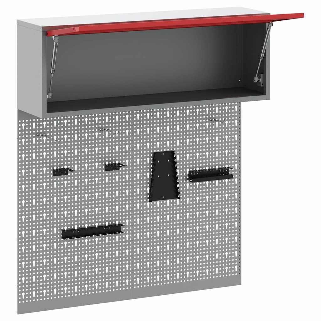 Tool Cabinet Set with Shelf 3 pcs Red Powder-Coated Steel