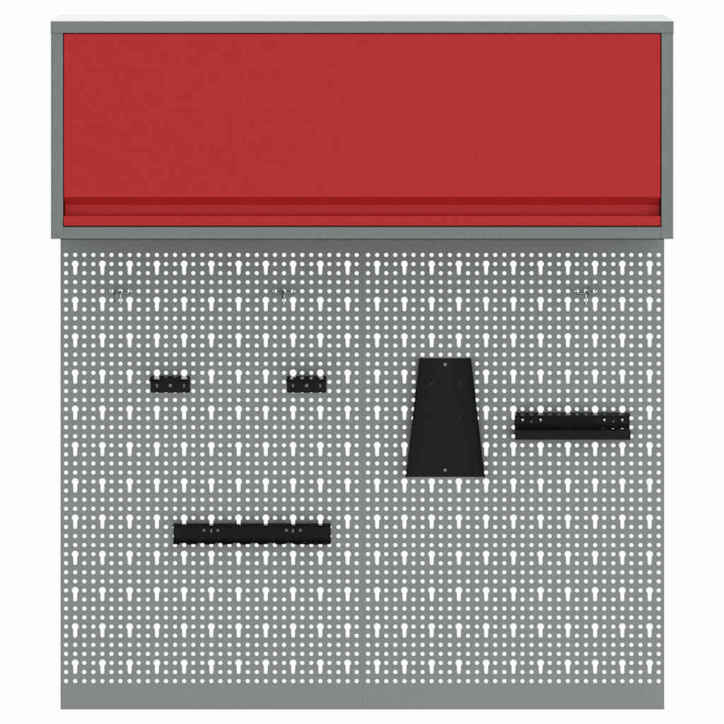 Tool Cabinet Set with Shelf 3 pcs Red Powder-Coated Steel