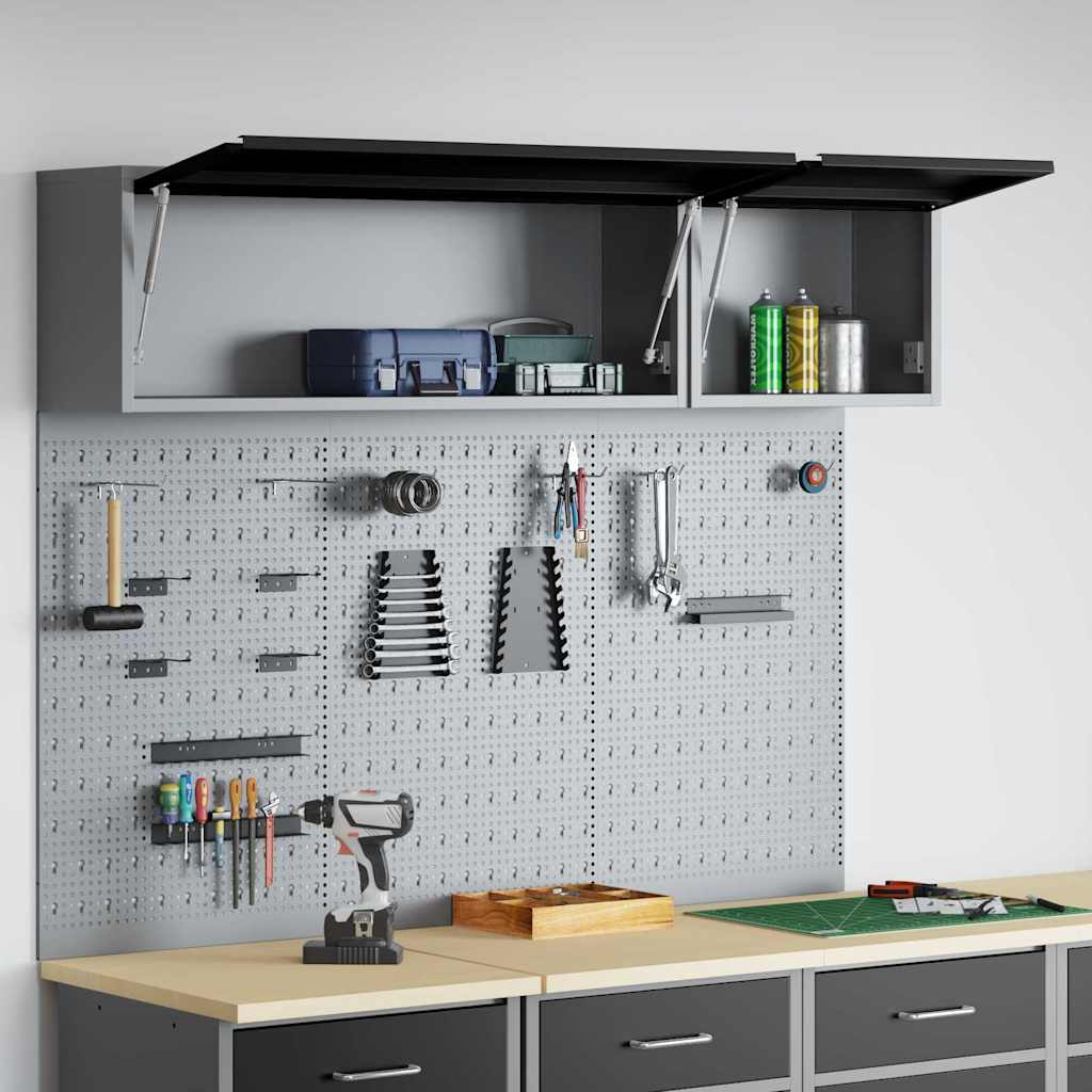 Tool Cabinet Set with Shelf with Storage 5 pcs Black Steel