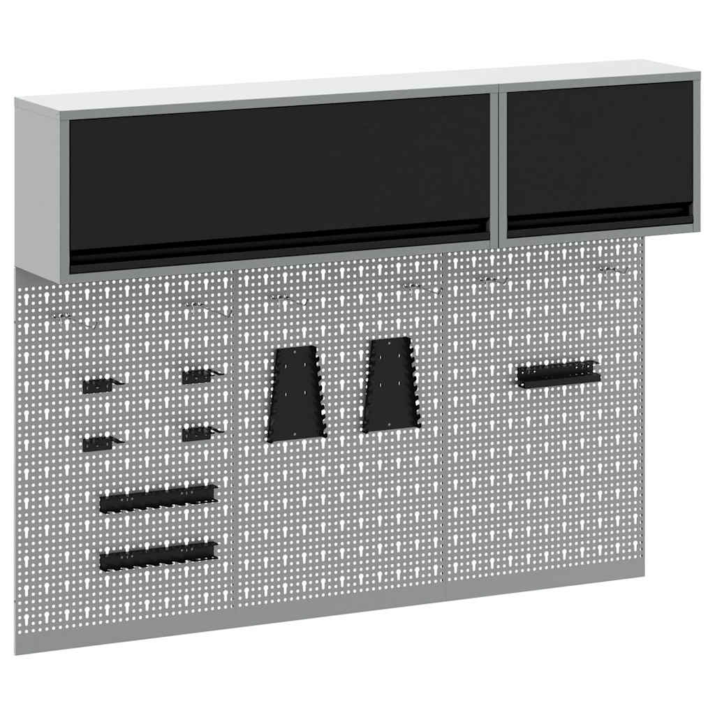 Tool Cabinet Set with Shelf with Storage 5 pcs Black Steel