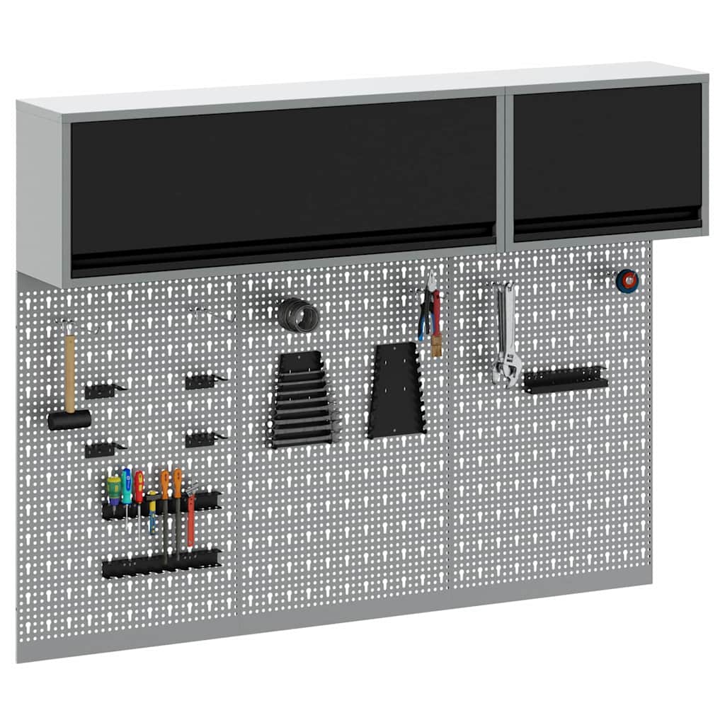 Tool Cabinet Set with Shelf with Storage 5 pcs Black Steel