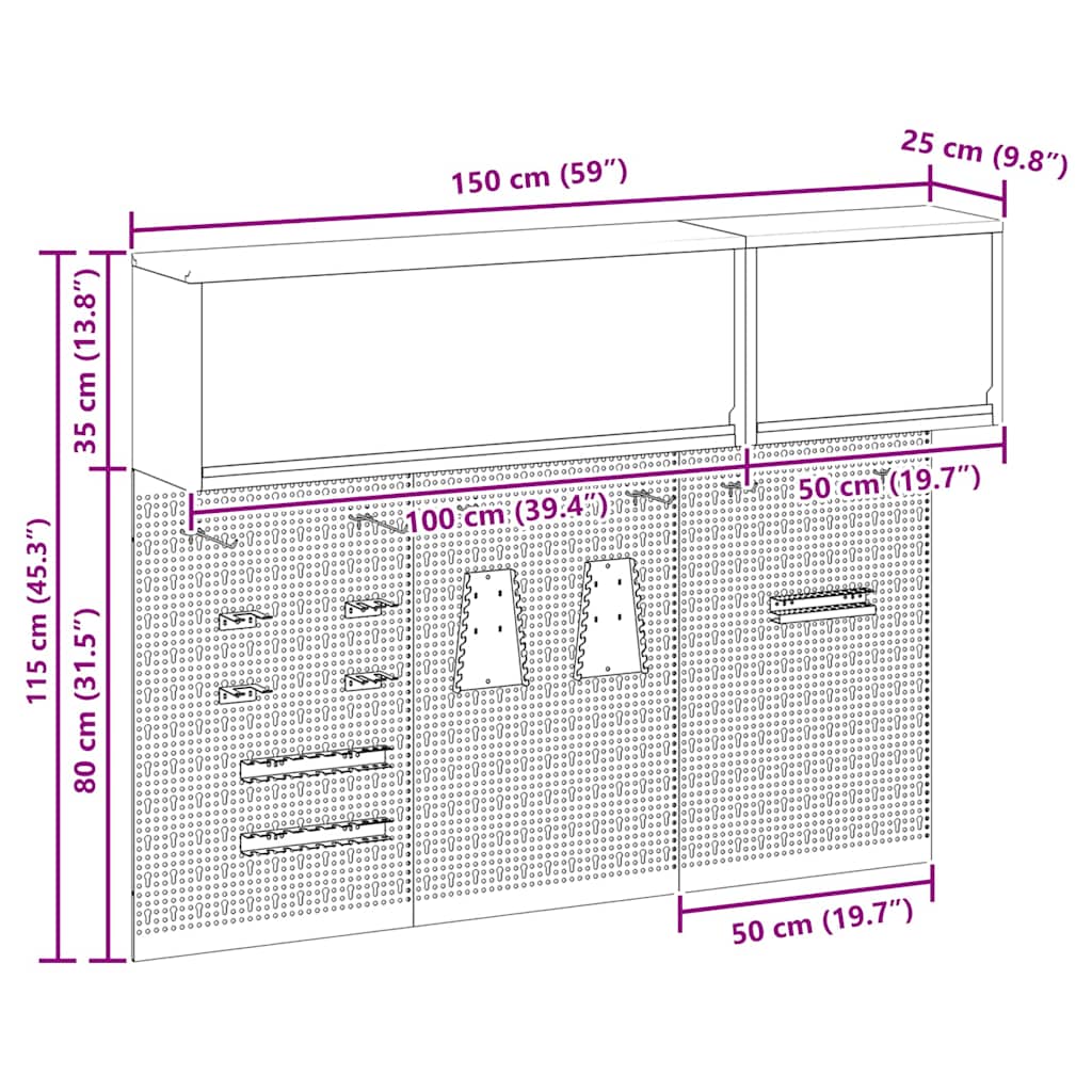 Tool Cabinet Set with Shelf with Storage 5 pcs Black Steel