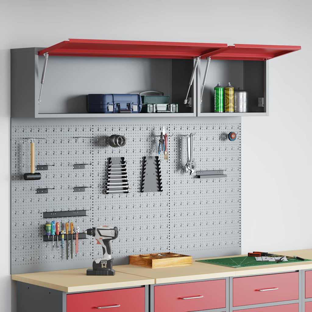 Tool Cabinet Set with Shelf with Storage 5 pcs Red Steel