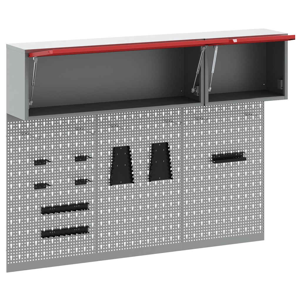 Tool Cabinet Set with Shelf with Storage 5 pcs Red Steel