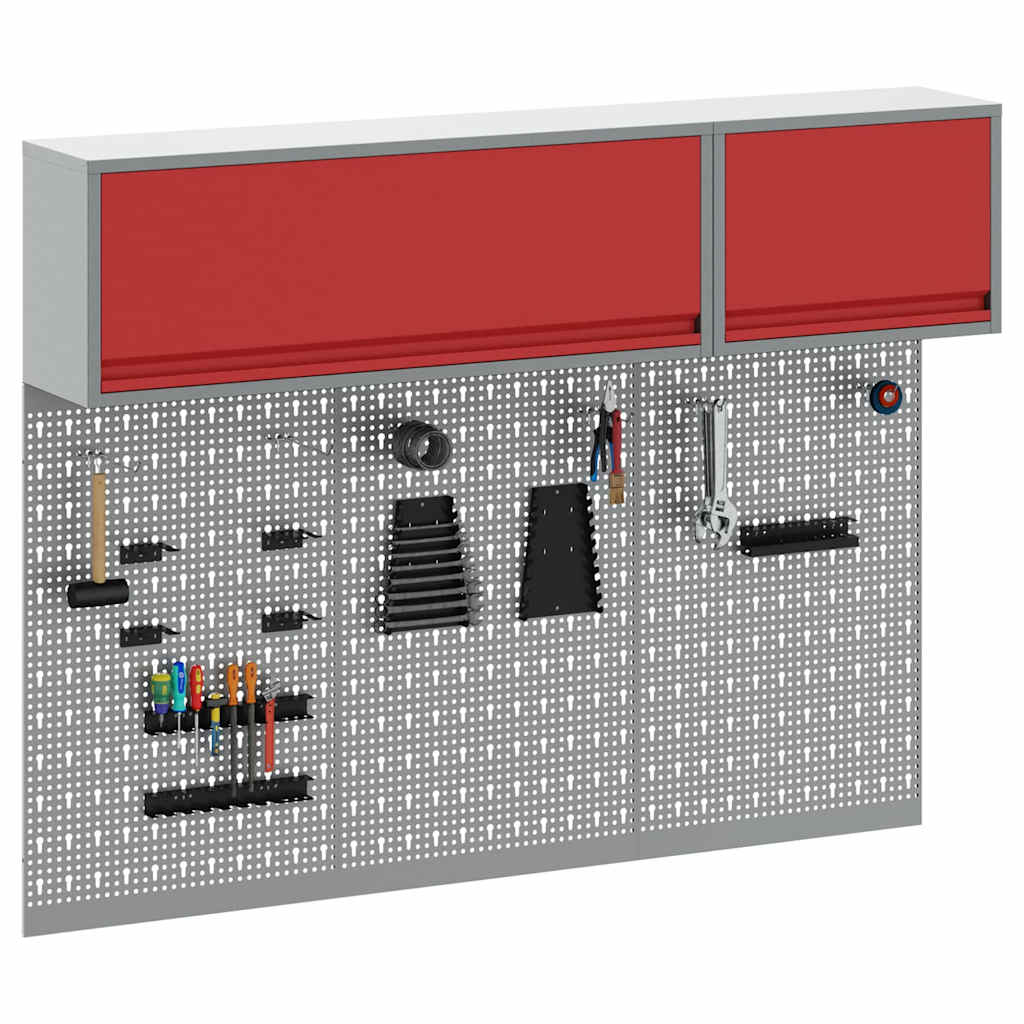 Tool Cabinet Set with Shelf with Storage 5 pcs Red Steel