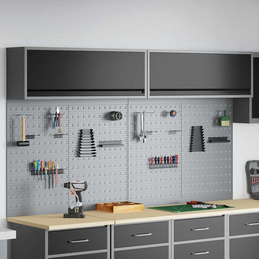 Tool Cabinet Set with Shelf 6 pcs Black Powder-Coated Steel