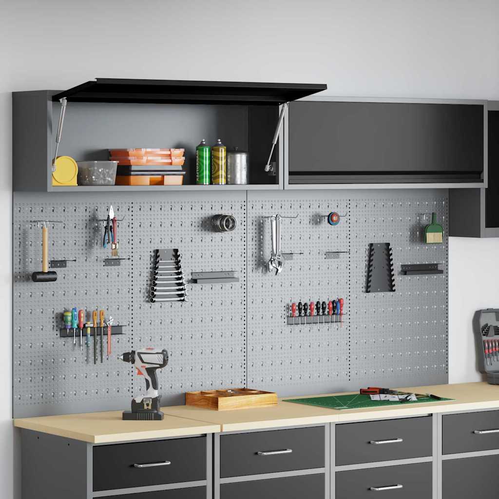 Tool Cabinet Set with Shelf 6 pcs Black Powder-Coated Steel