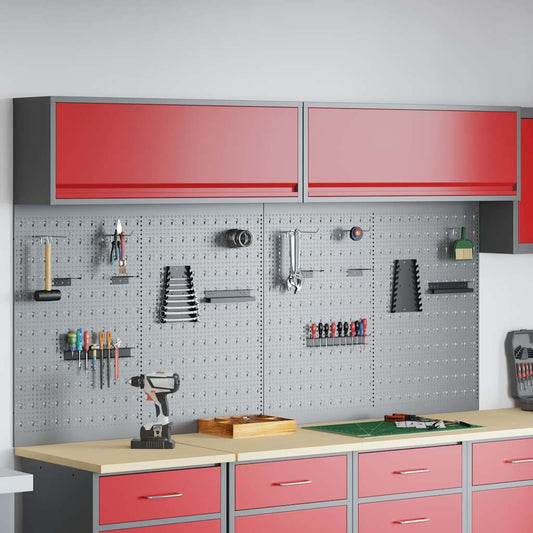 Tool Cabinet Set with Shelf 6 pcs Red Powder-Coated Steel