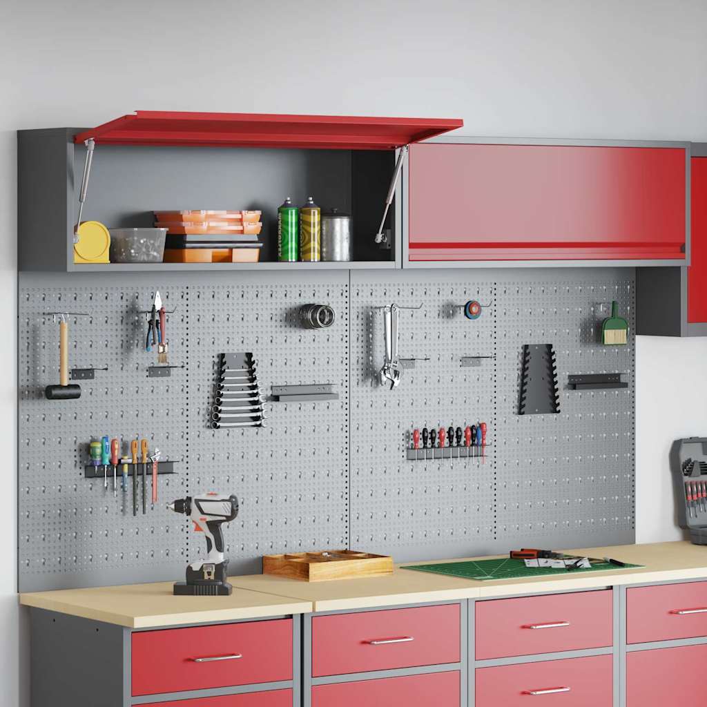 Tool Cabinet Set with Shelf 6 pcs Red Powder-Coated Steel