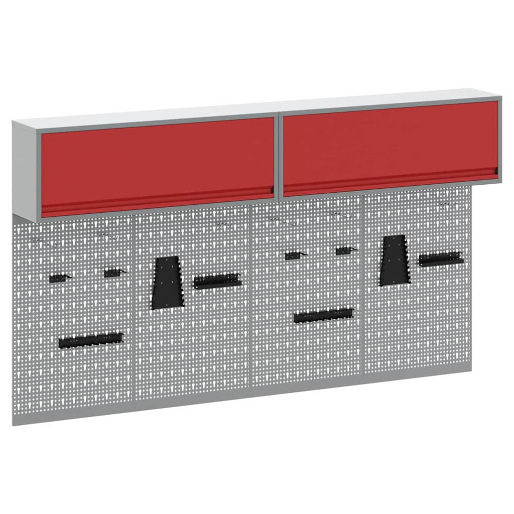 Tool Cabinet Set with Shelf 6 pcs Red Powder-Coated Steel