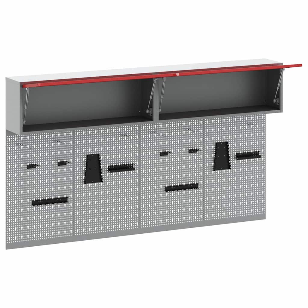 Tool Cabinet Set with Shelf 6 pcs Red Powder-Coated Steel