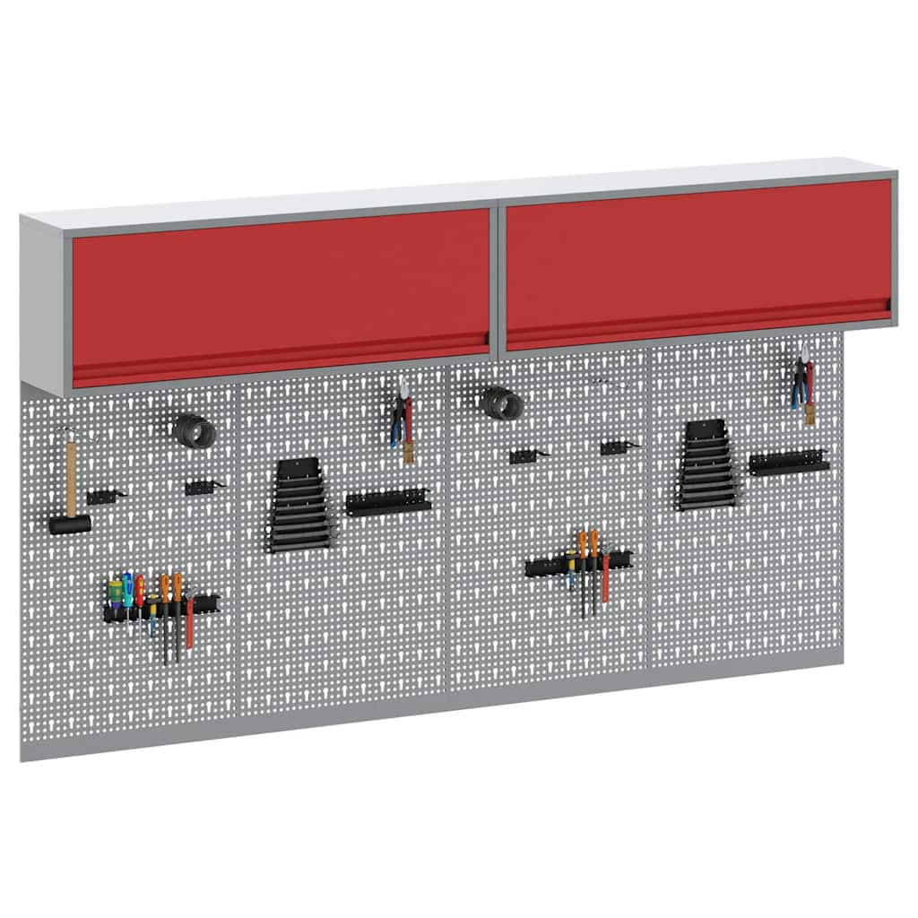 Tool Cabinet Set with Shelf 6 pcs Red Powder-Coated Steel