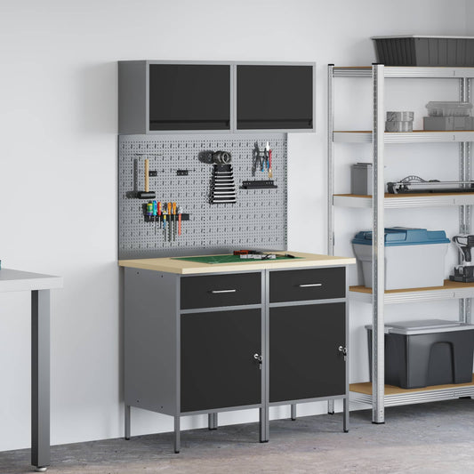 Work Cabinet Set with Drawer with Shelf with Storage 8 pcs Grey