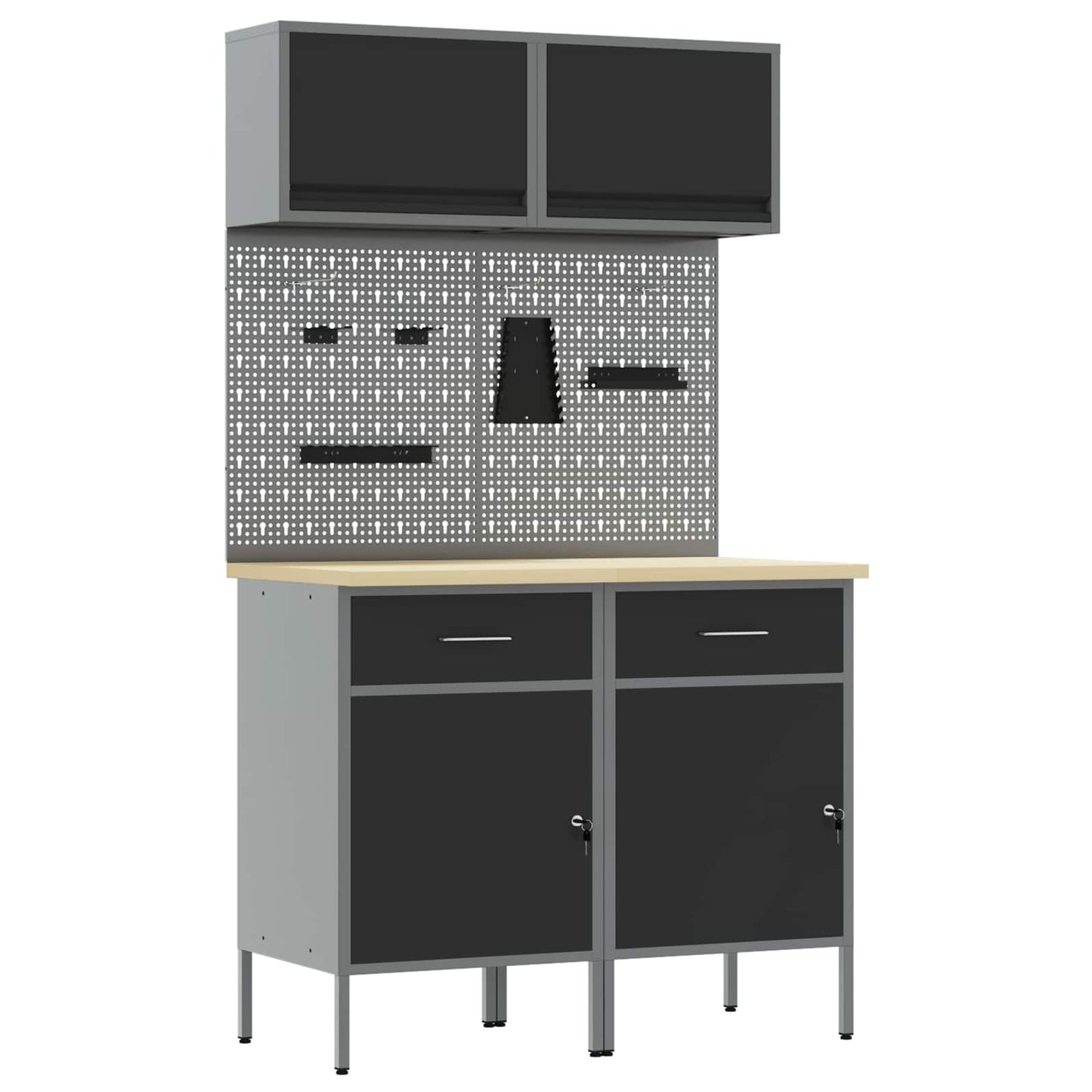 Work Cabinet Set with Drawer with Shelf with Storage 8 pcs Grey