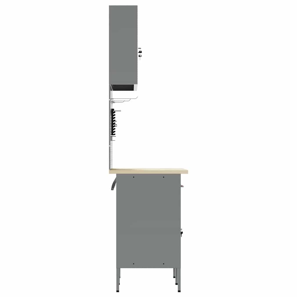 Work Cabinet with Drawer 5 pcs Red Engineered Wood and Steel