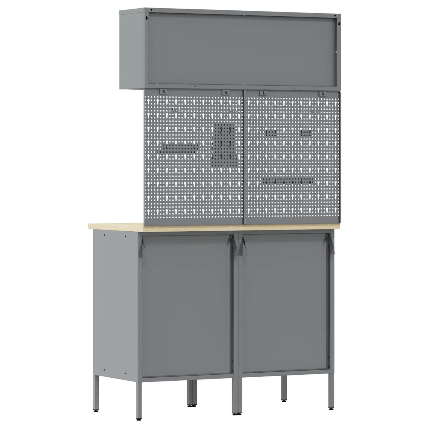 Work Cabinet Set with Drawer with Shelf Manual 5 pcs Black