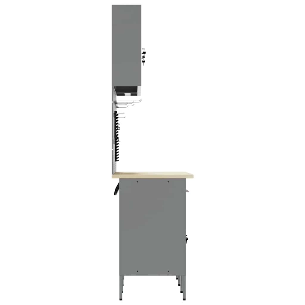 Work Cabinet with Drawer 8 pcs Red Engineered Wood and Steel