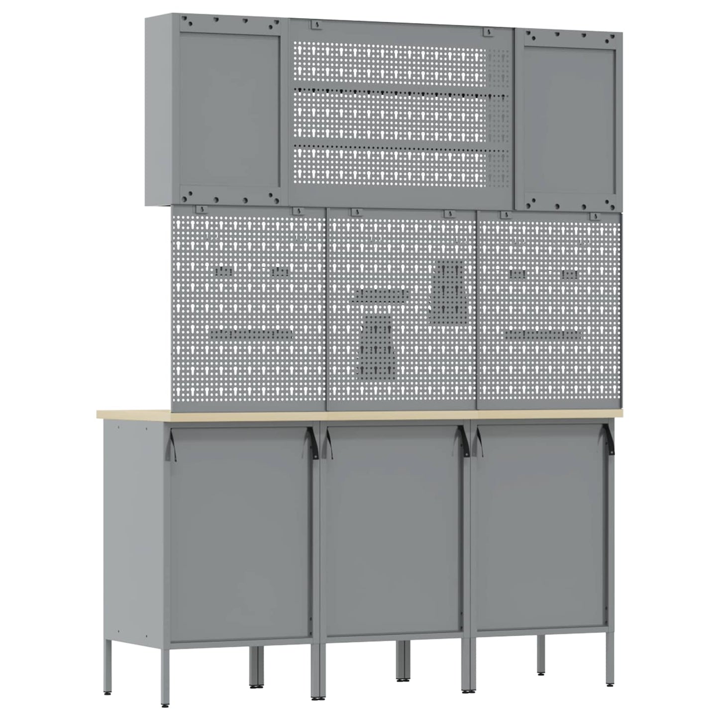 Work Cabinet with Drawer 7 pcs Black Engineered Wood and Steel