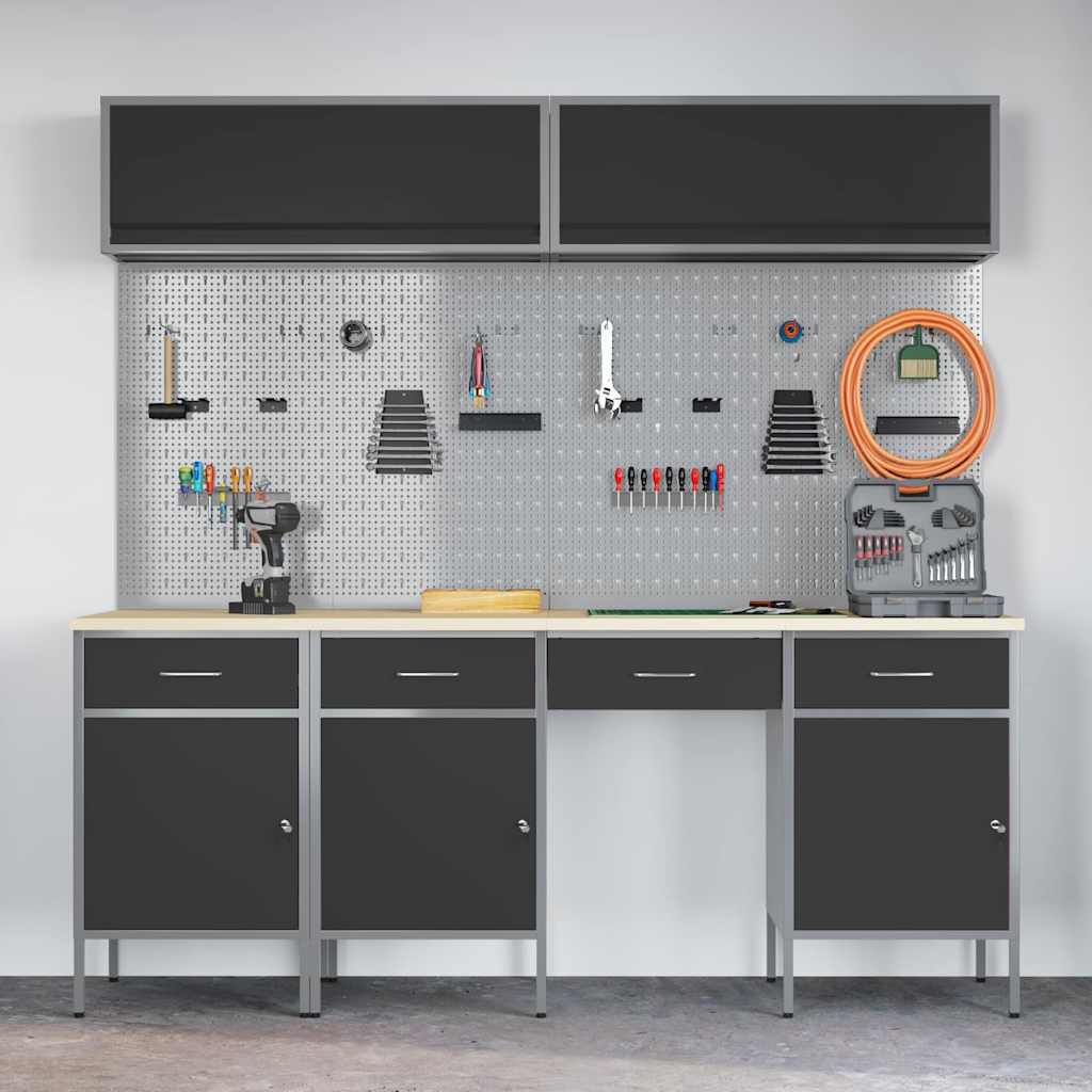 Work Cabinet Set with Drawer with Storage Manual 10 pcs Black