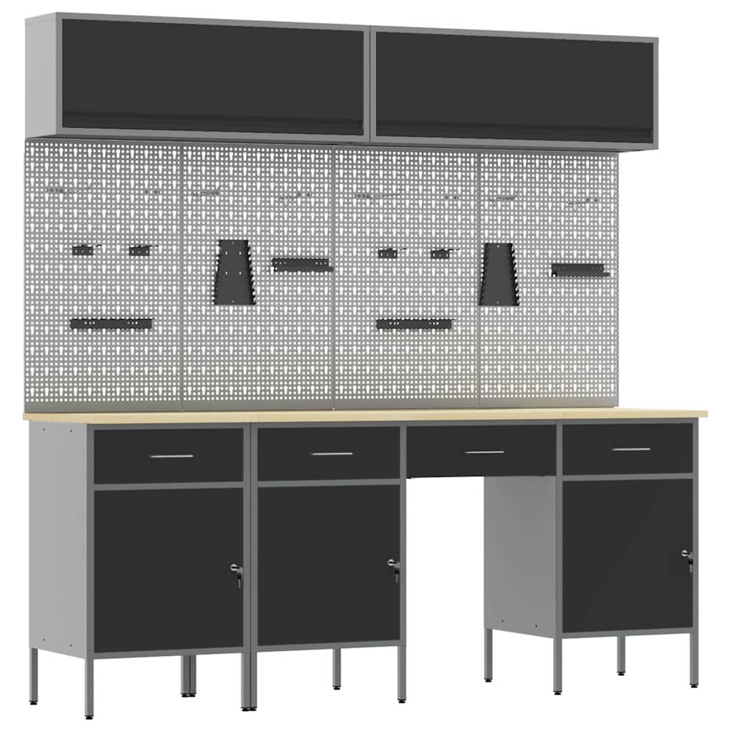 Work Cabinet Set with Drawer with Storage Manual 10 pcs Black
