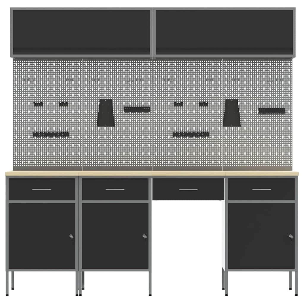 Work Cabinet Set with Drawer with Storage Manual 10 pcs Black