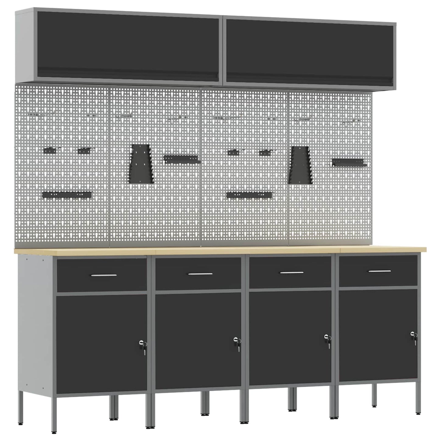 Work Cabinet Set with Drawer with Storage Manual 10 pcs Black