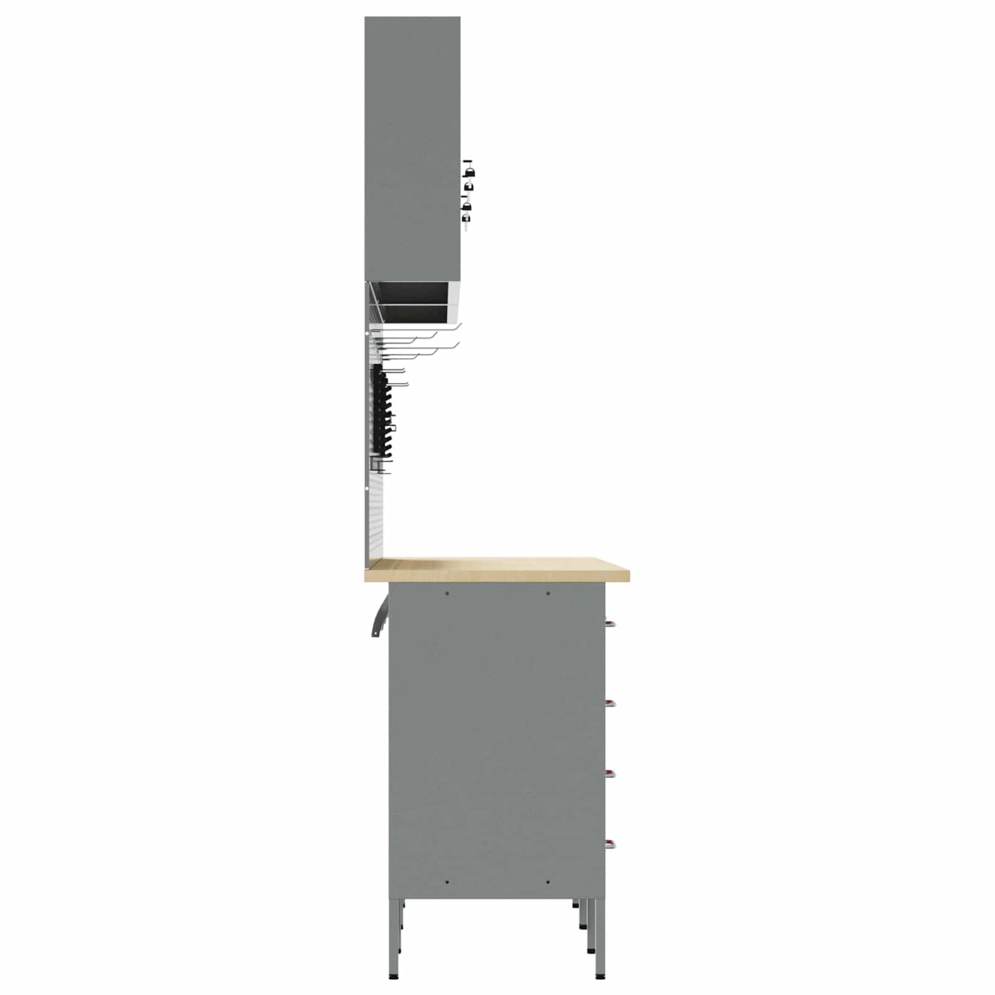 Work Cabinet with Drawer 10 pcs Black Engineered Wood and Steel