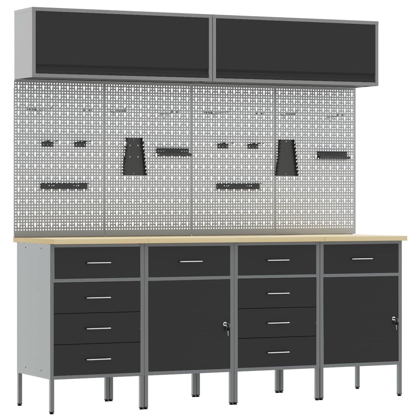 Work Cabinet Set with Drawer with Storage Manual 10 pcs Black