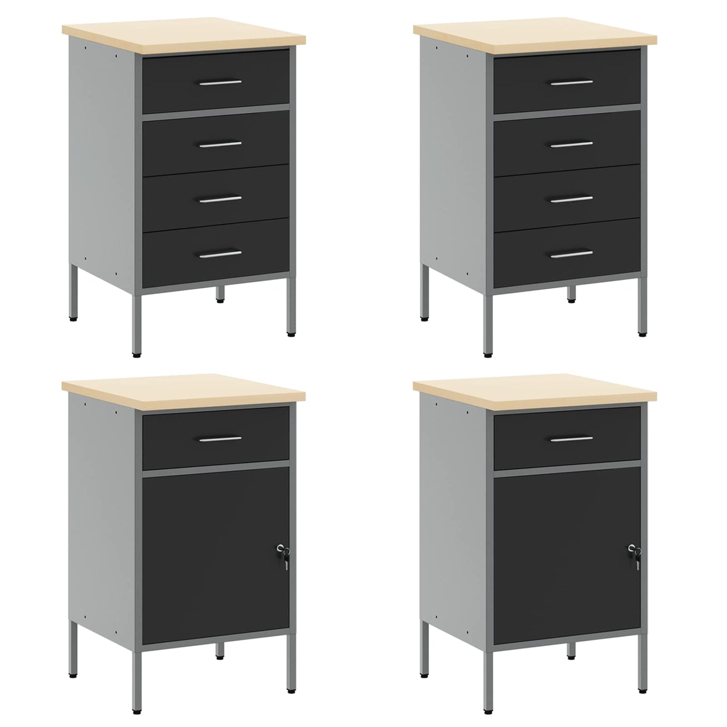 Work Cabinet Set with Drawer with Storage Manual 10 pcs Black
