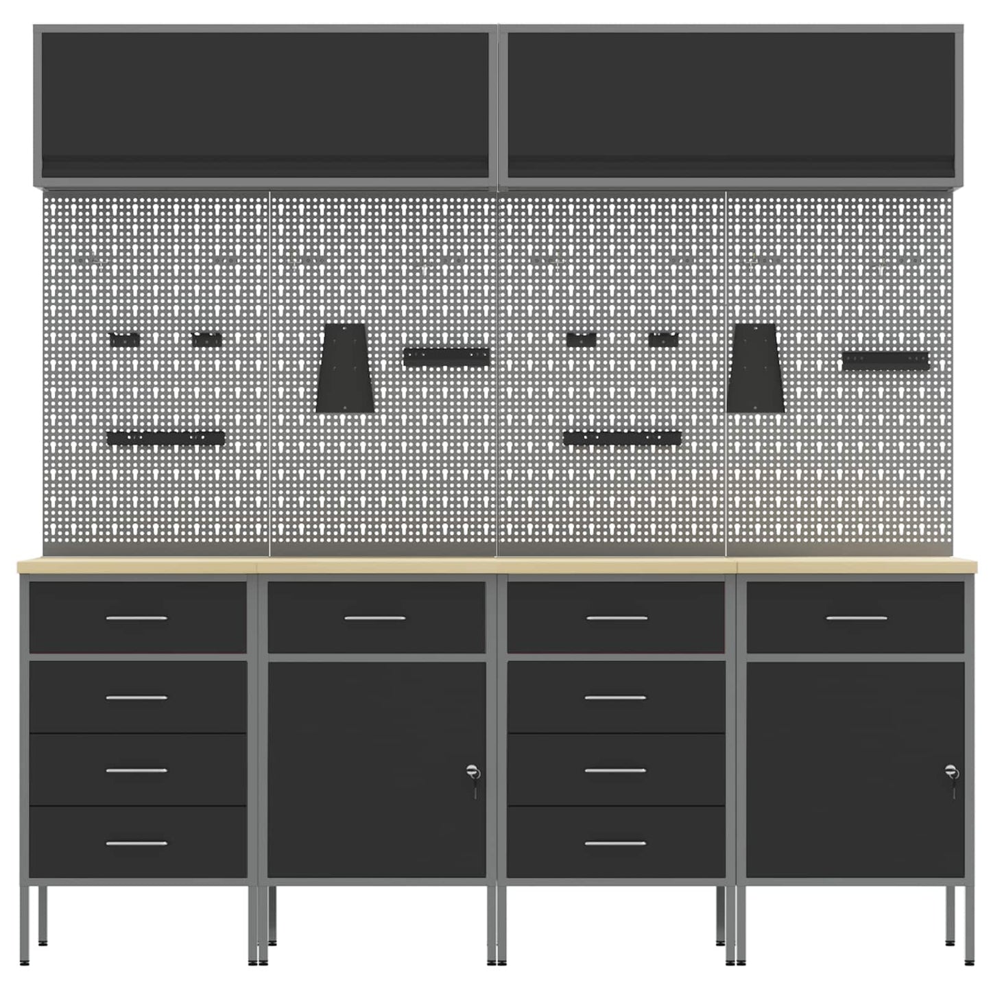 Work Cabinet Set with Drawer with Storage Manual 10 pcs Black