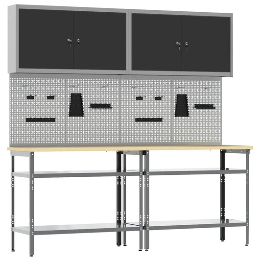 Work Bench Set 8 pcs Black and Grey Powder-Coated Steel