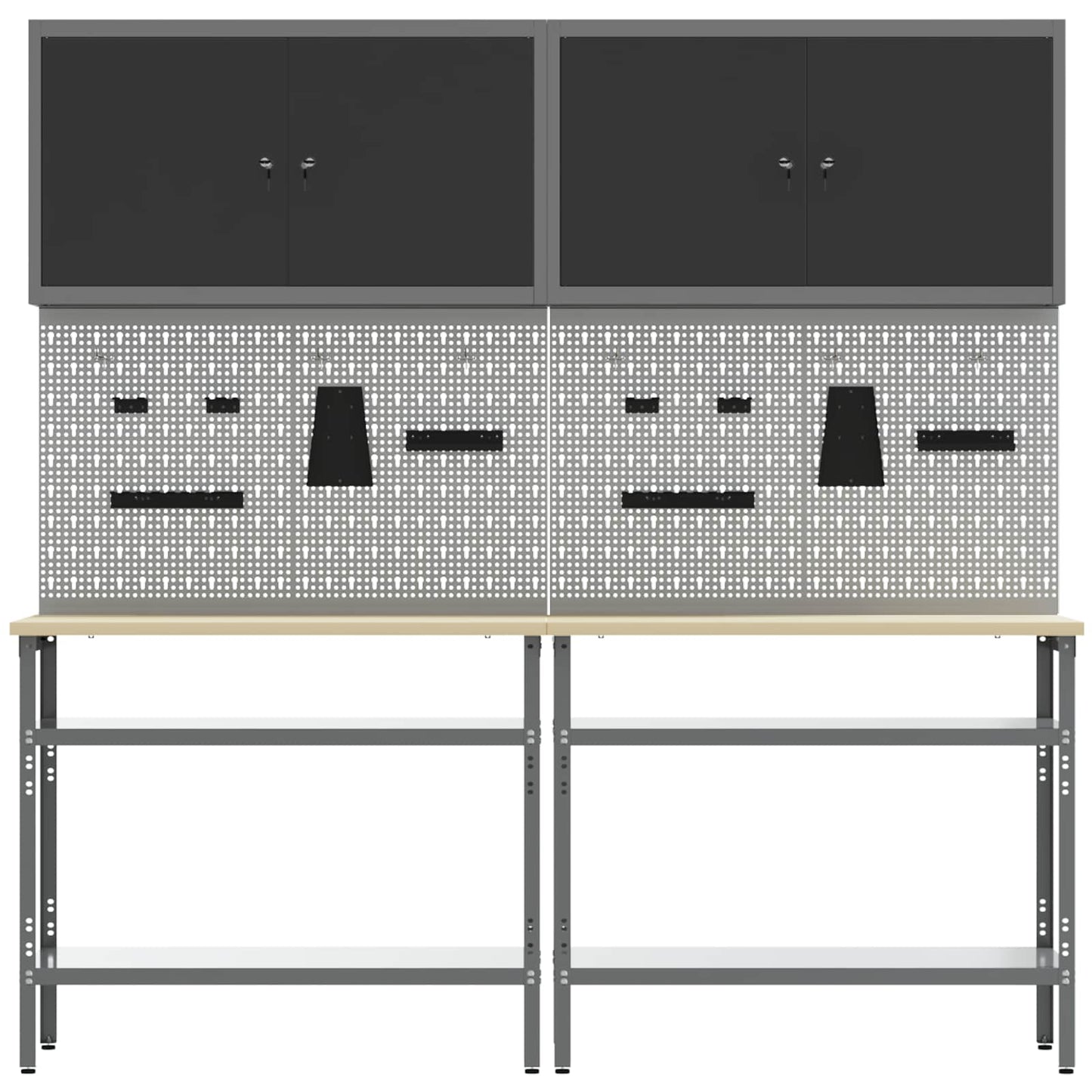 Work Bench Set 8 pcs Black and Grey Powder-Coated Steel