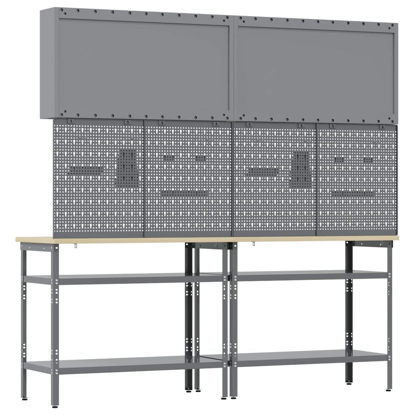 Work Bench Set 8 pcs Red and Grey Powder-Coated Steel