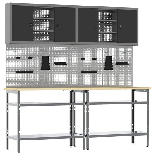 Work Bench Set 8 pcs Black and Grey Powder-Coated Steel