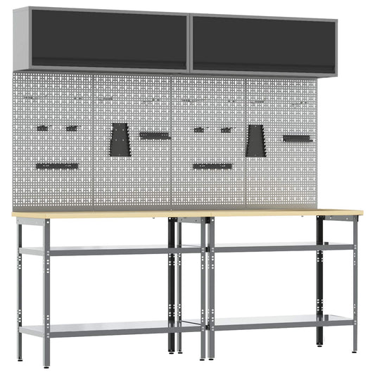 Work Bench Set 8 pcs Black and Grey Powder-Coated Steel