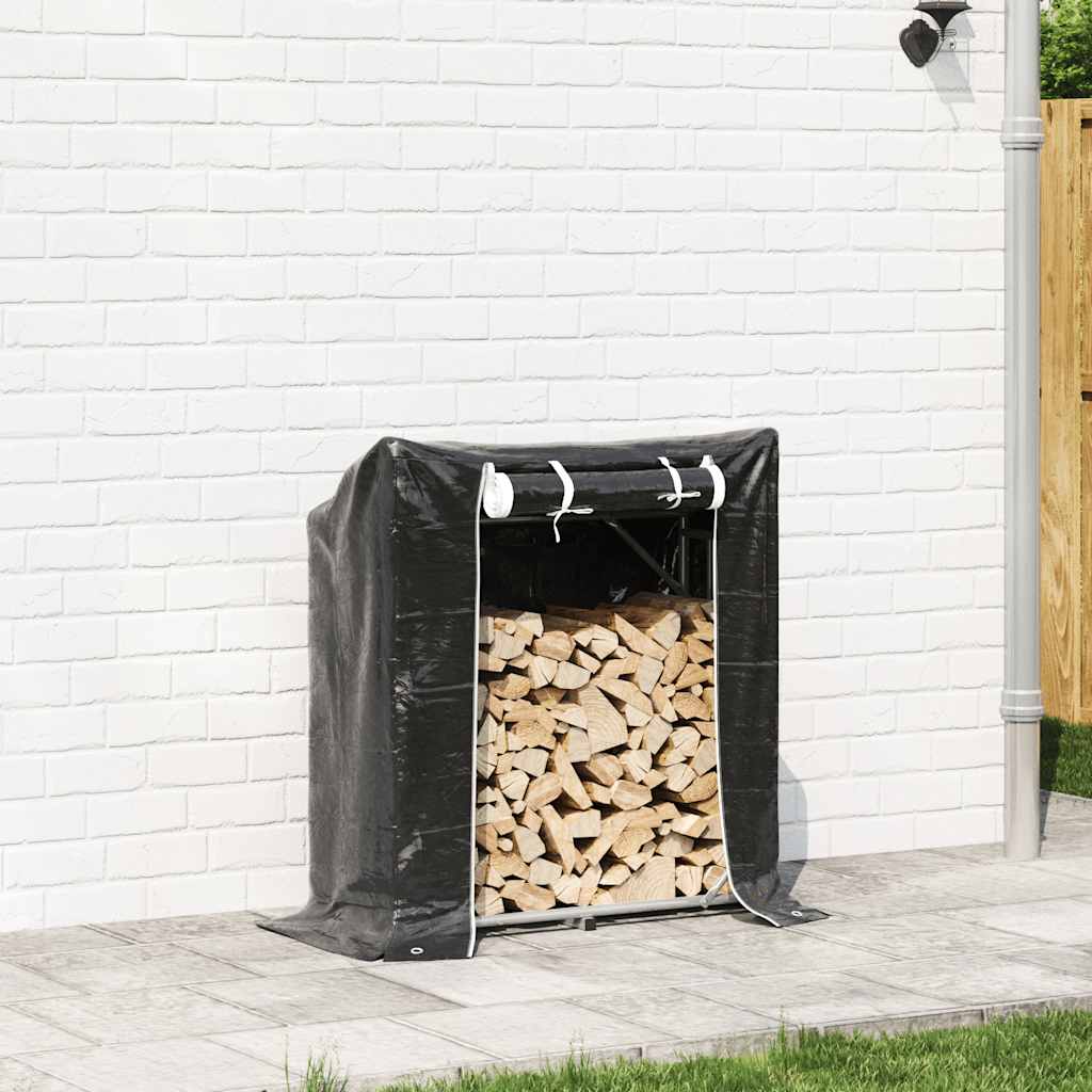 vidaxL Firewood Rack with Rain Cover 100.5x40.5x110.5 cm Galvanised Steel