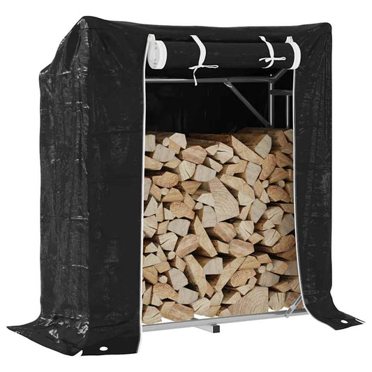 vidaxL Firewood Rack with Rain Cover 100.5x40.5x110.5 cm Galvanised Steel