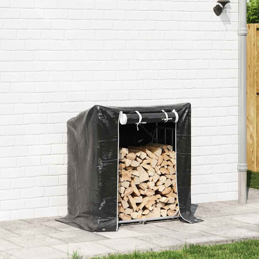 vidaxL Firewood Rack with Rain Cover 101x61x110.5 cm Galvanised Steel