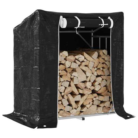 vidaxL Firewood Rack with Rain Cover 101x61x110.5 cm Galvanised Steel