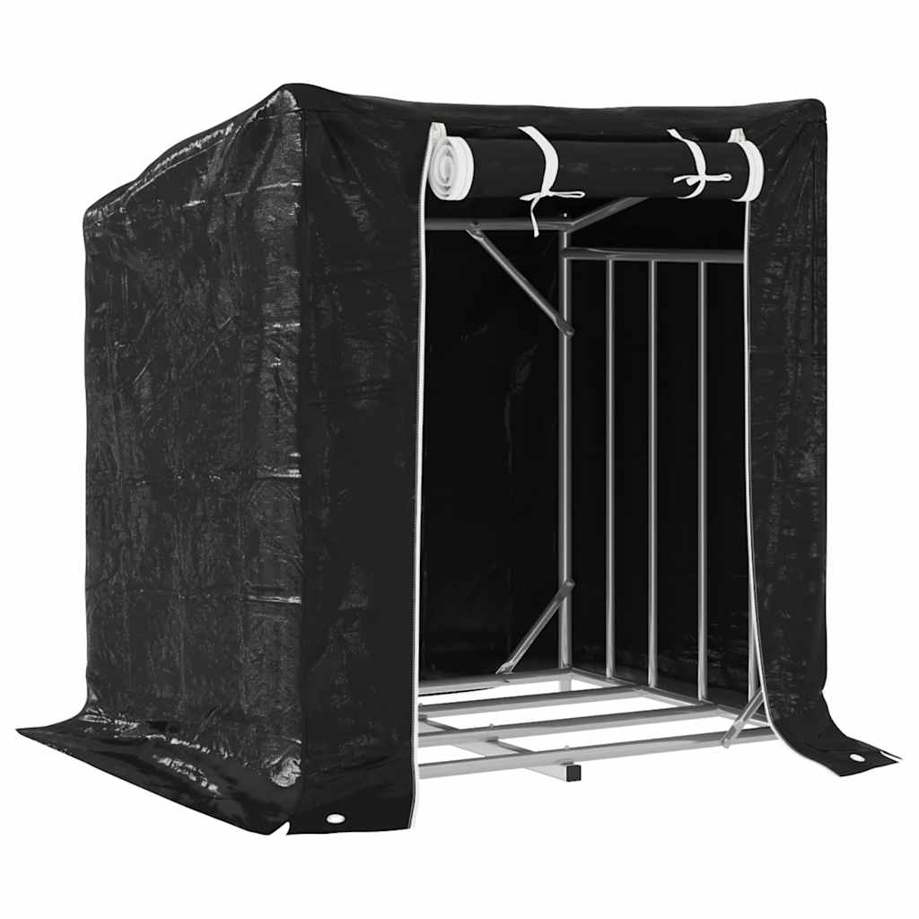 vidaxL Firewood Rack with Rain Cover 100.5x80.5x110.5 cm Galvanised Steel