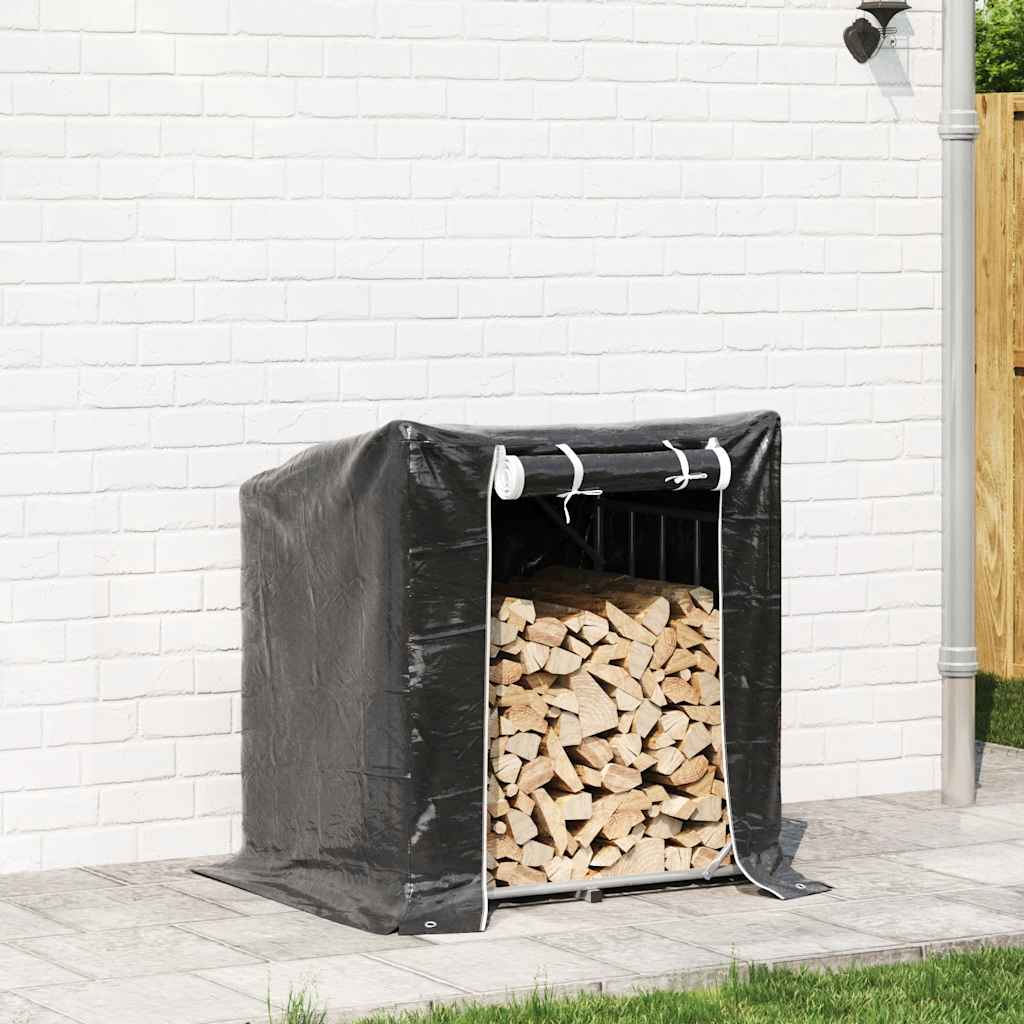 vidaxL Firewood Rack with Rain Cover 100.5x80.5x110.5 cm Galvanised Steel