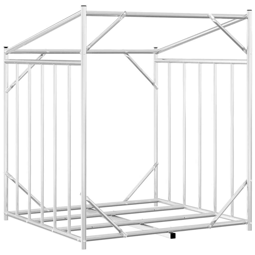 vidaxL Firewood Rack with Rain Cover 100.5x80.5x110.5 cm Galvanised Steel