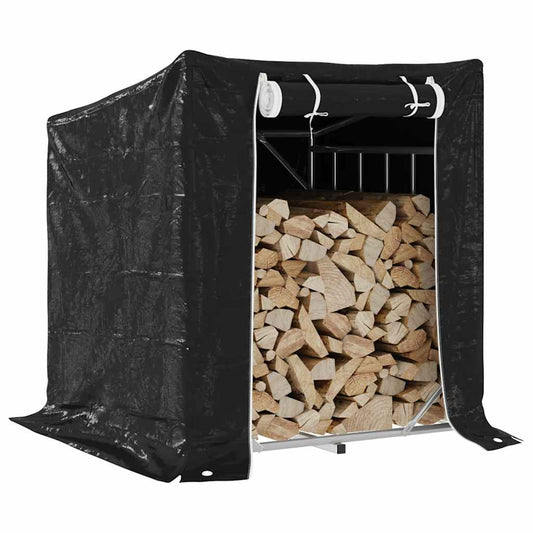 vidaxL Firewood Rack with Rain Cover 100.5x80.5x110.5 cm Galvanised Steel